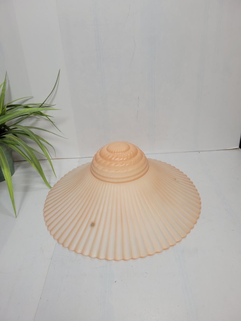 Vintage Art Deco Pink Glass Ceiling Light Shade Fluted Waterfall 3 Chain 11.25""